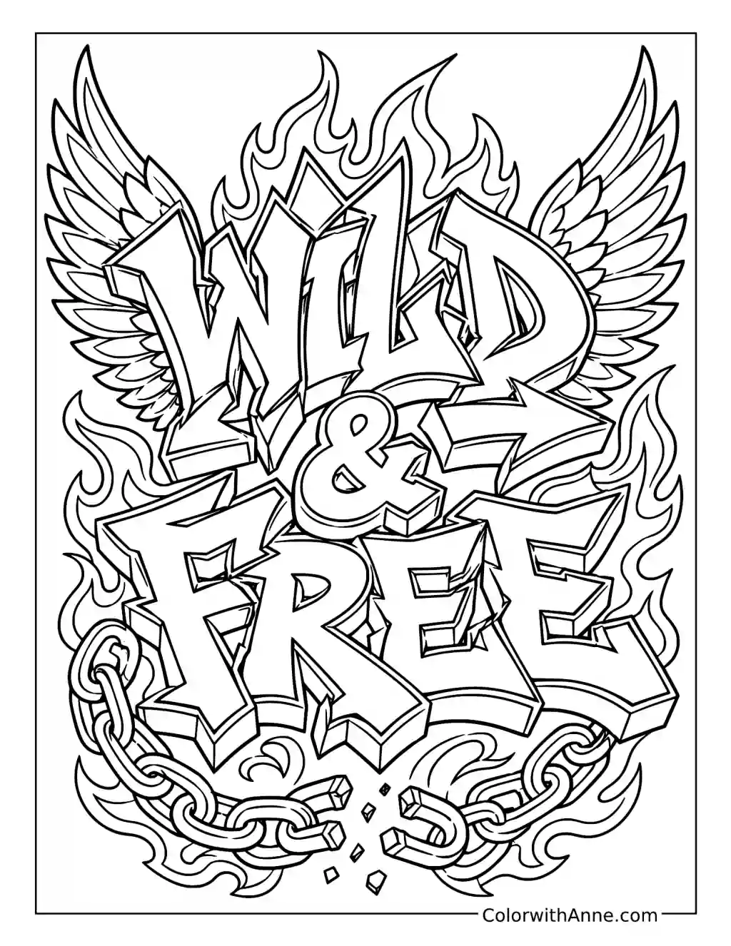 Wild and Free Graffiti coloring page