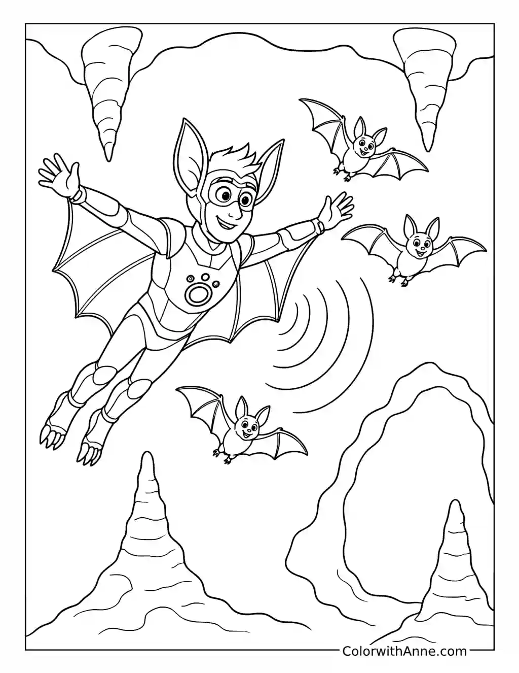 Wild Kratts Bat Powers in a Cave coloring page
