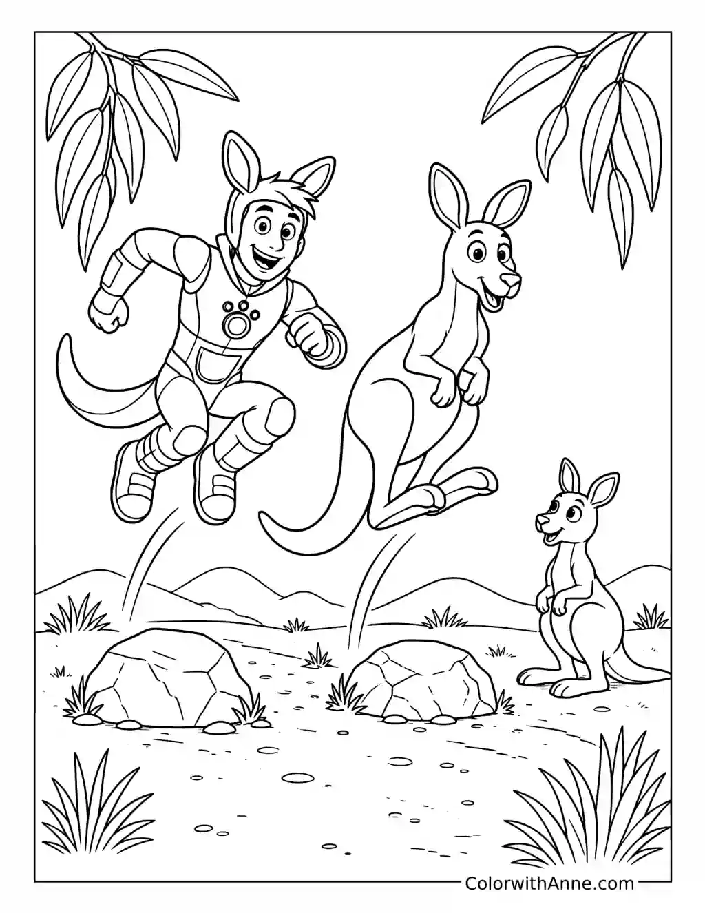 Wild Kratts Kangaroo Powers Leaping with Kangaroos coloring page