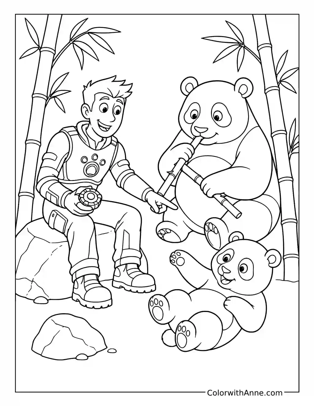 Wild Kratts Panda Encounter in a Bamboo Grove coloring page