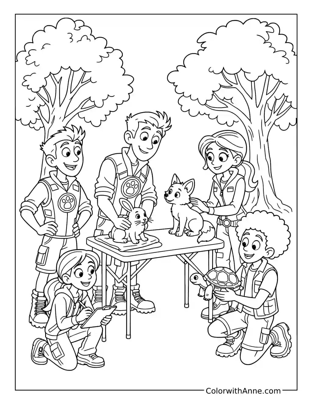 Wild Kratts Team Caring for Small Animals coloring page