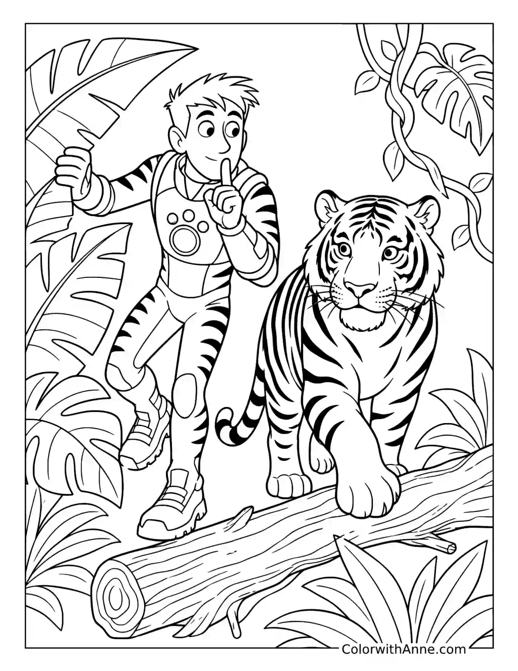 Wild Kratts Tiger Powers in the Jungle coloring page