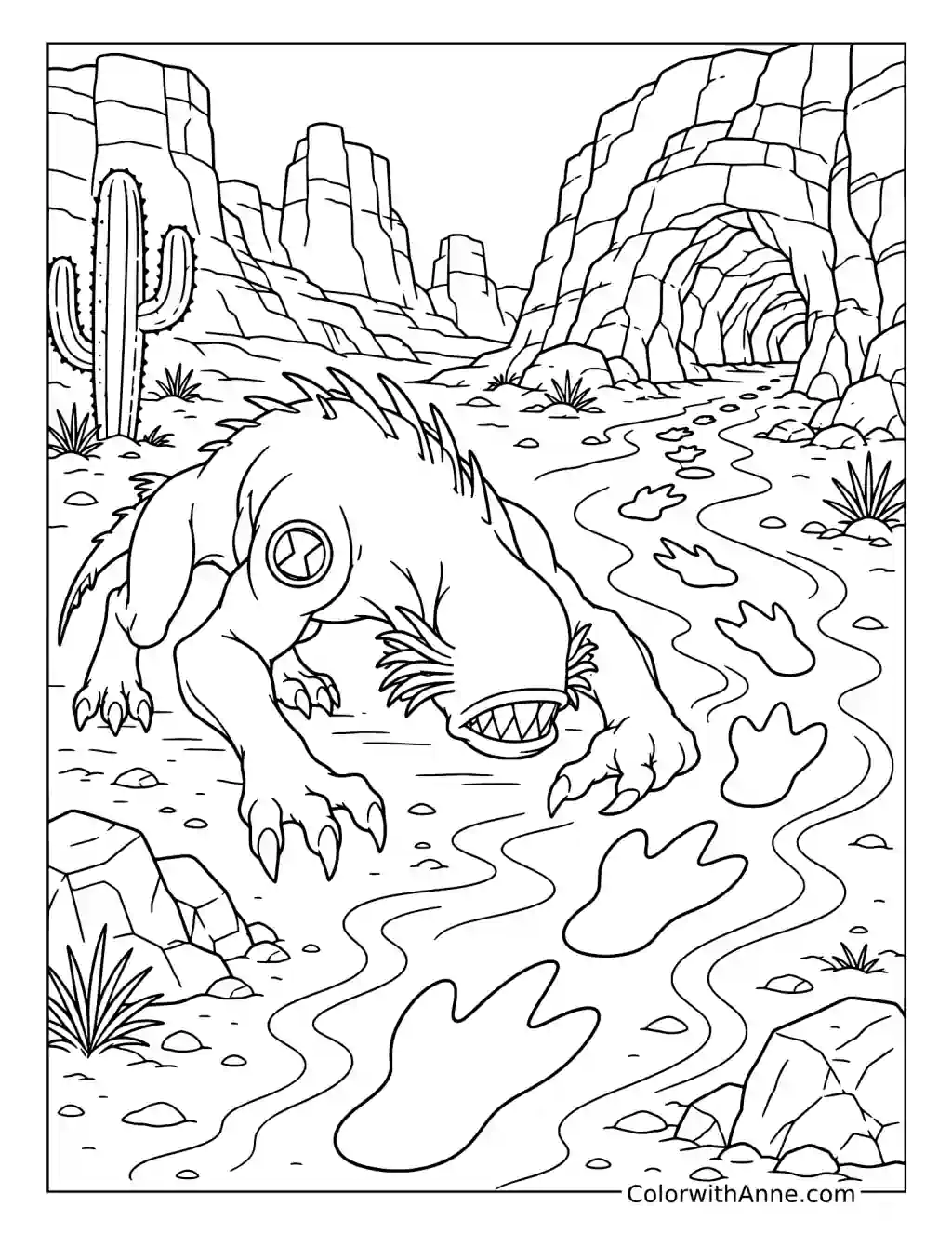 Wildmutt Tracks an Alien Trail coloring page
