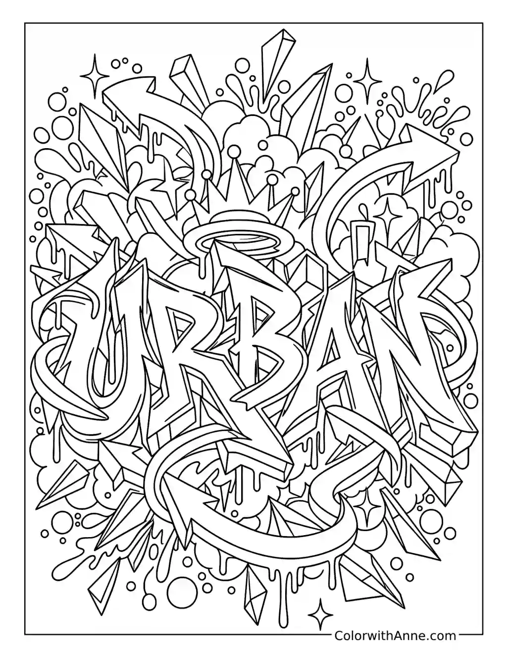 Wildstyle Urban Graffiti coloring page