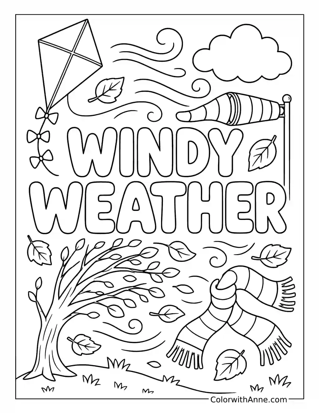 Windy Weather coloring page
