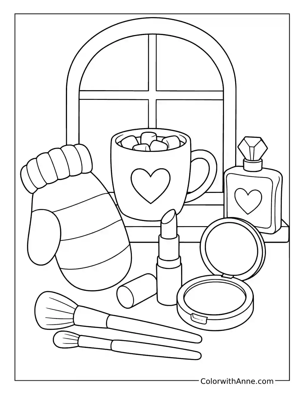 Winter Makeup with Hot Cocoa coloring page