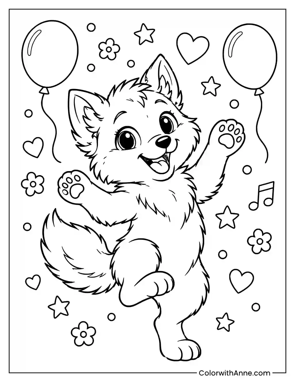 Wolf Cub Dancing Coloring Page