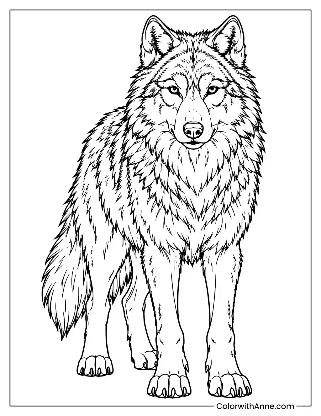 Wolf with Detailed Fur Coloring Page
