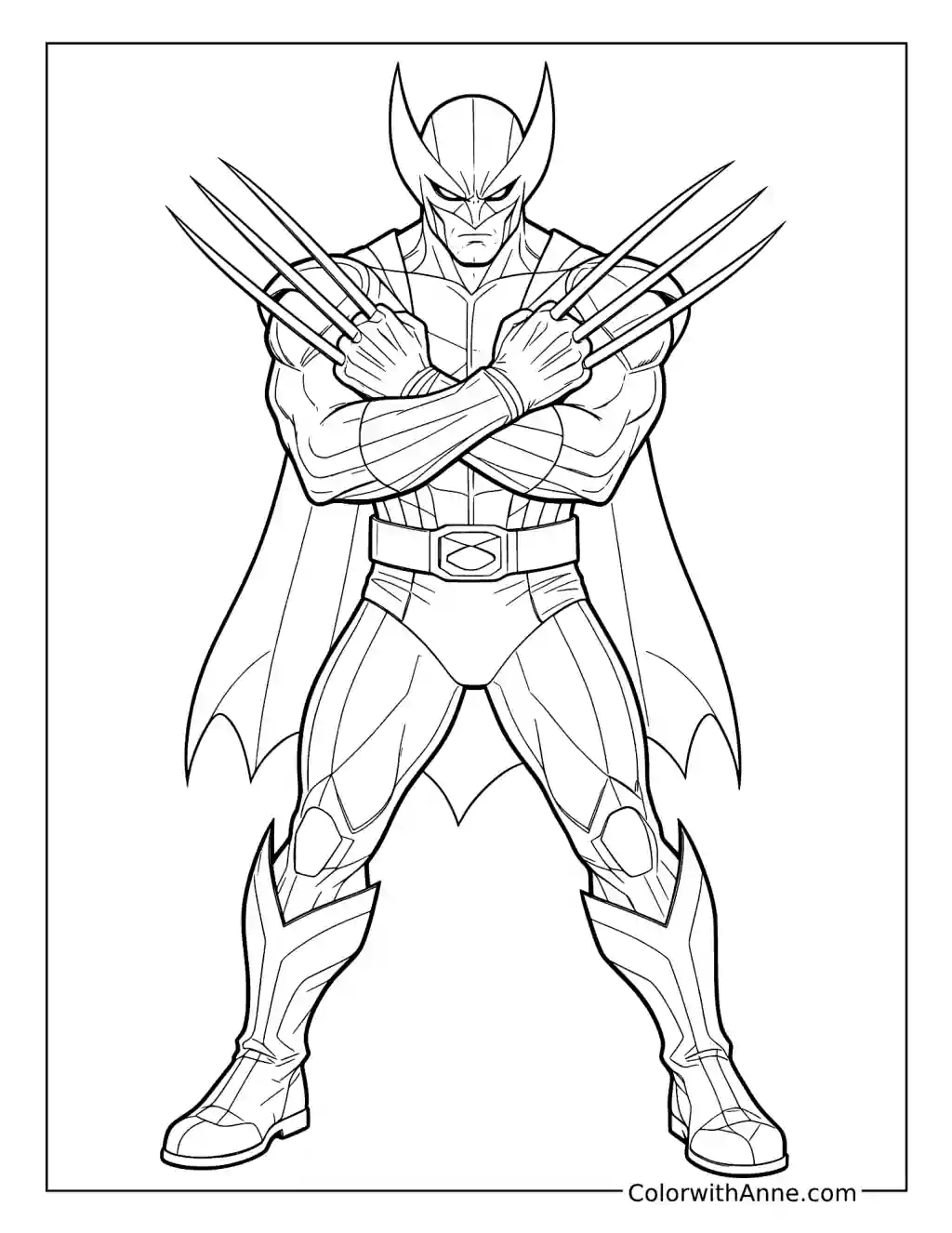 Wolverine Crossing His Claws over His Chest coloring page