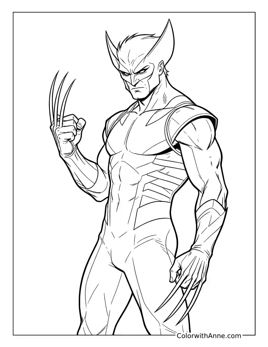 Wolverine Raising a Clawed Fist in Profile coloring page