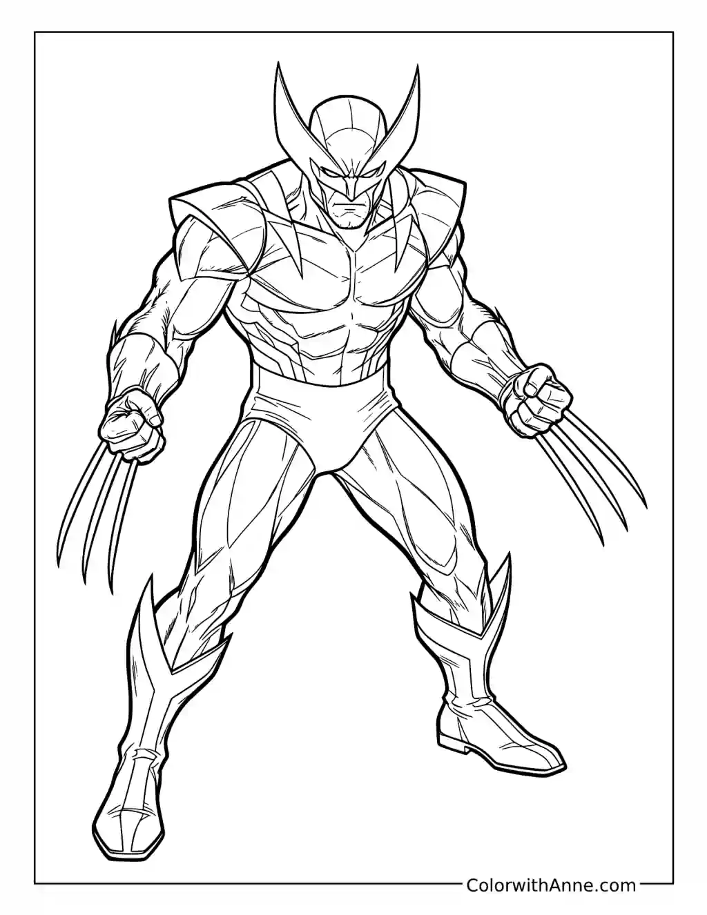 Wolverine Ready for Battle with Claws Extended coloring page