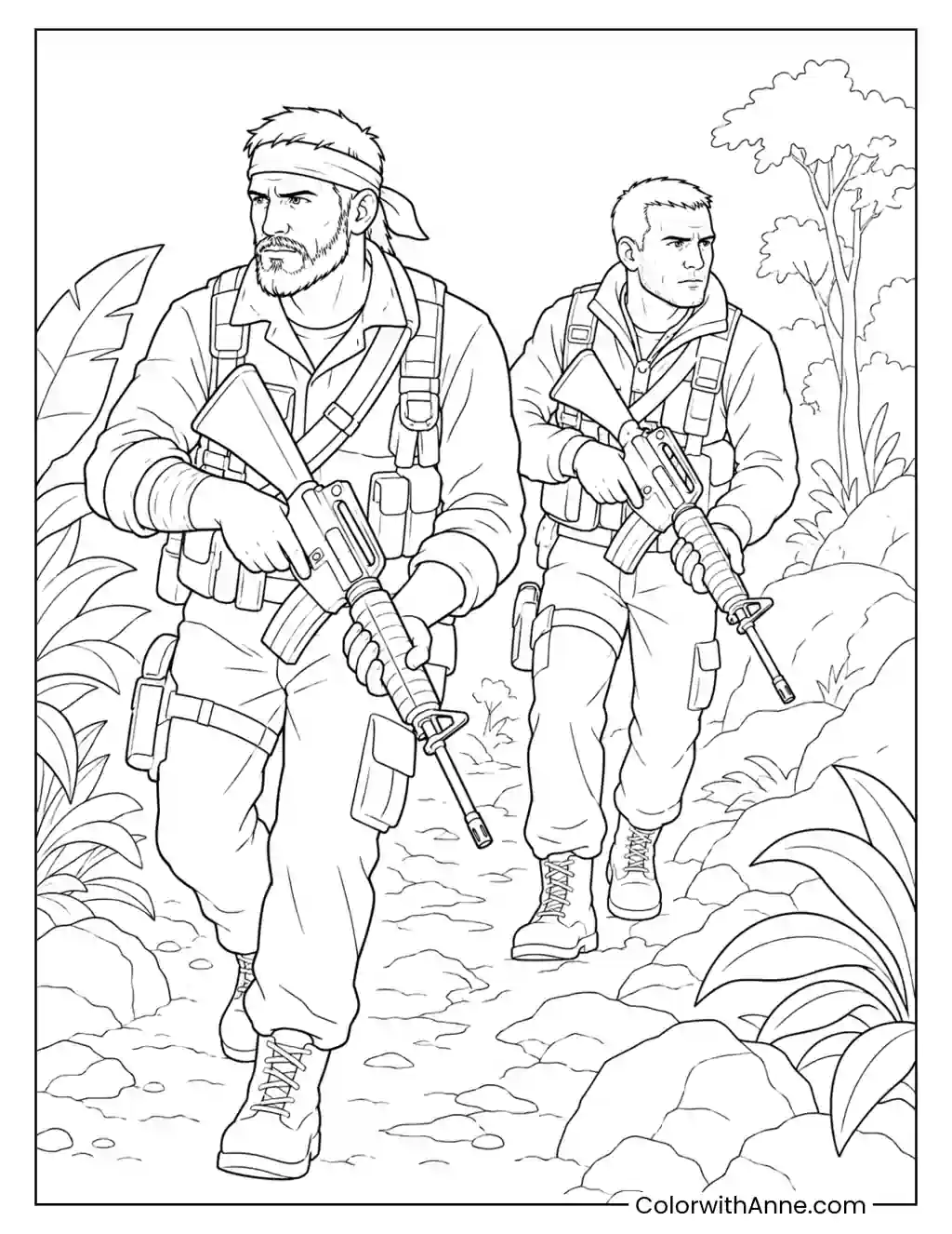Woods and Mason on a Black Ops Mission coloring page