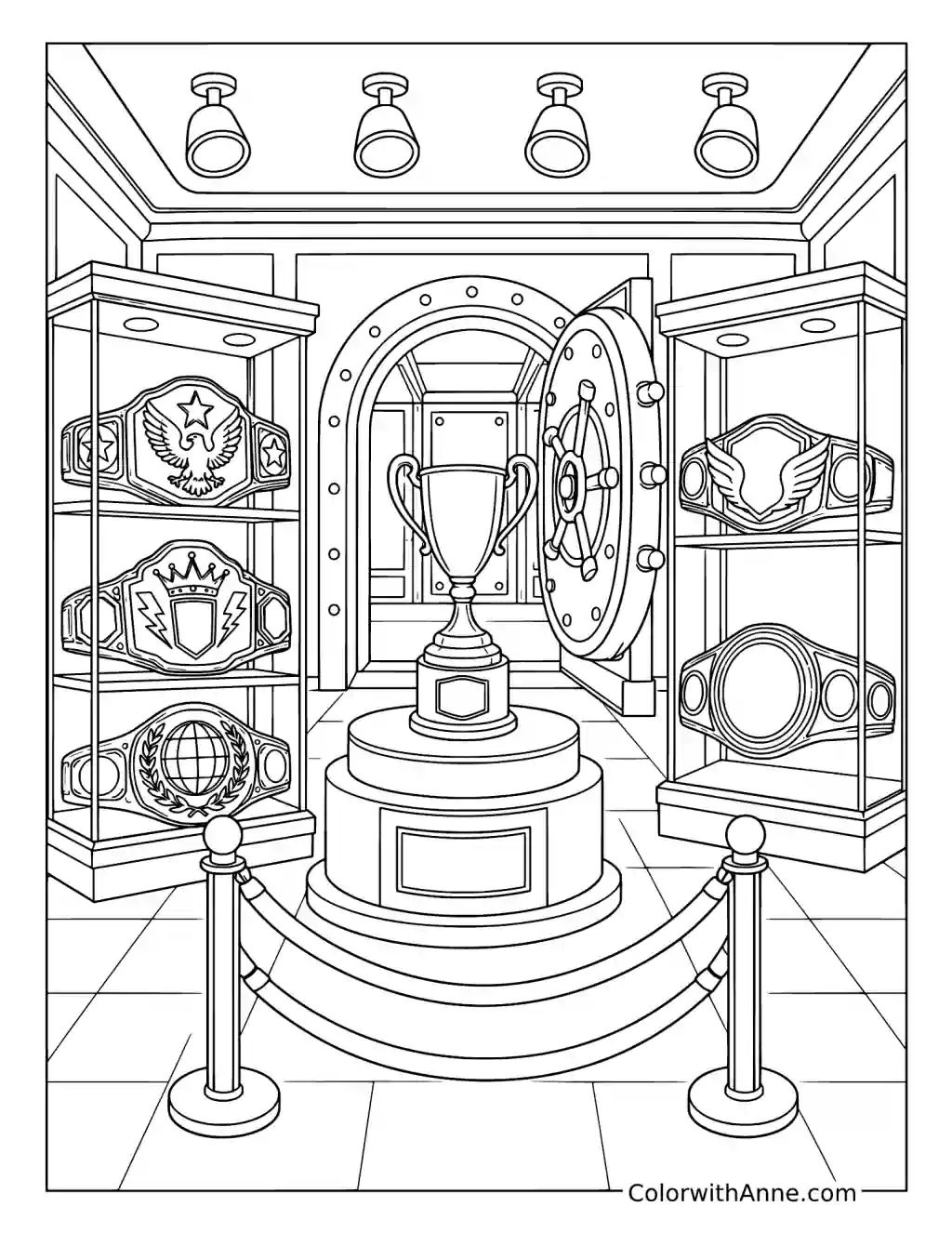 Wrestling Championship Belt Vault coloring page