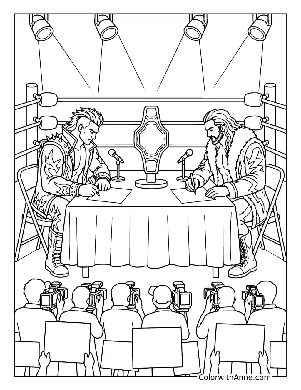 Wrestling Championship Contract Signing coloring page