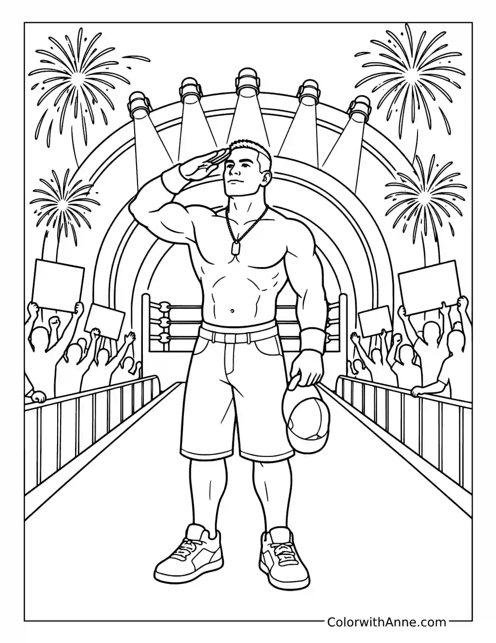 Wrestling Hero Salute Entrance coloring page