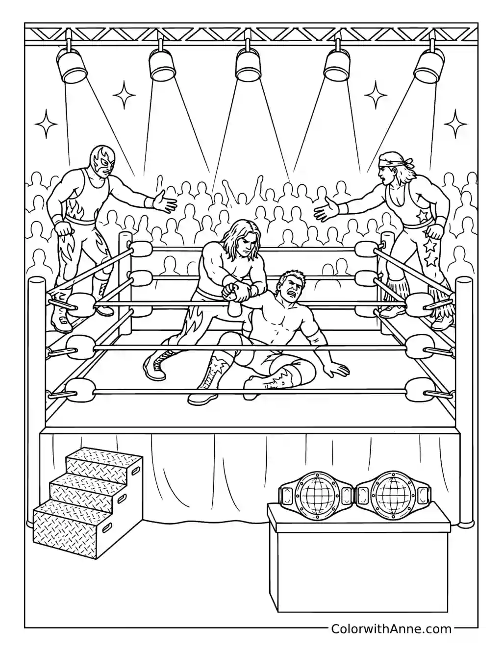 Wrestling Tag Team Championship Match coloring page