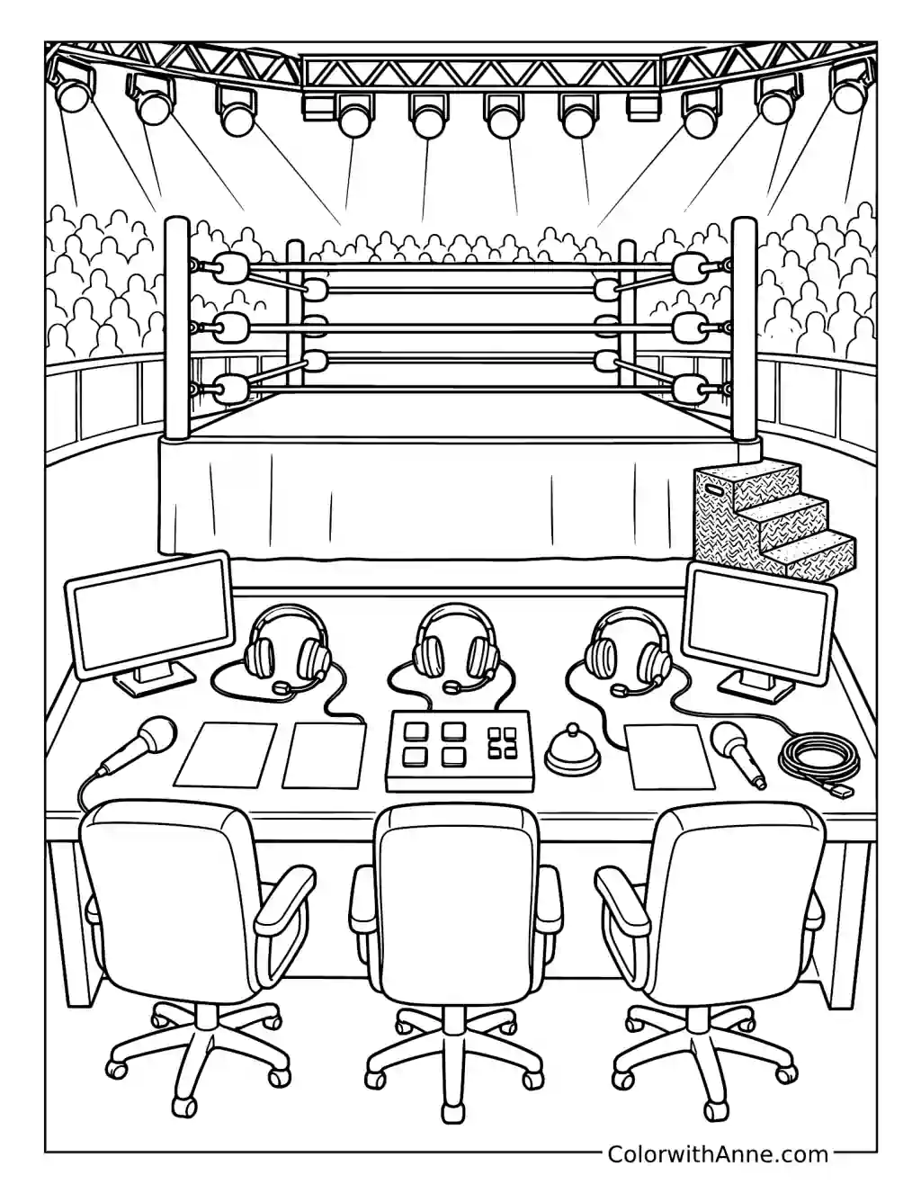 WWE Announcers Table at Ringside coloring page