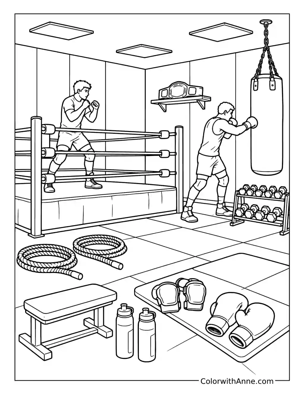 WWE Backstage Training Gym coloring page