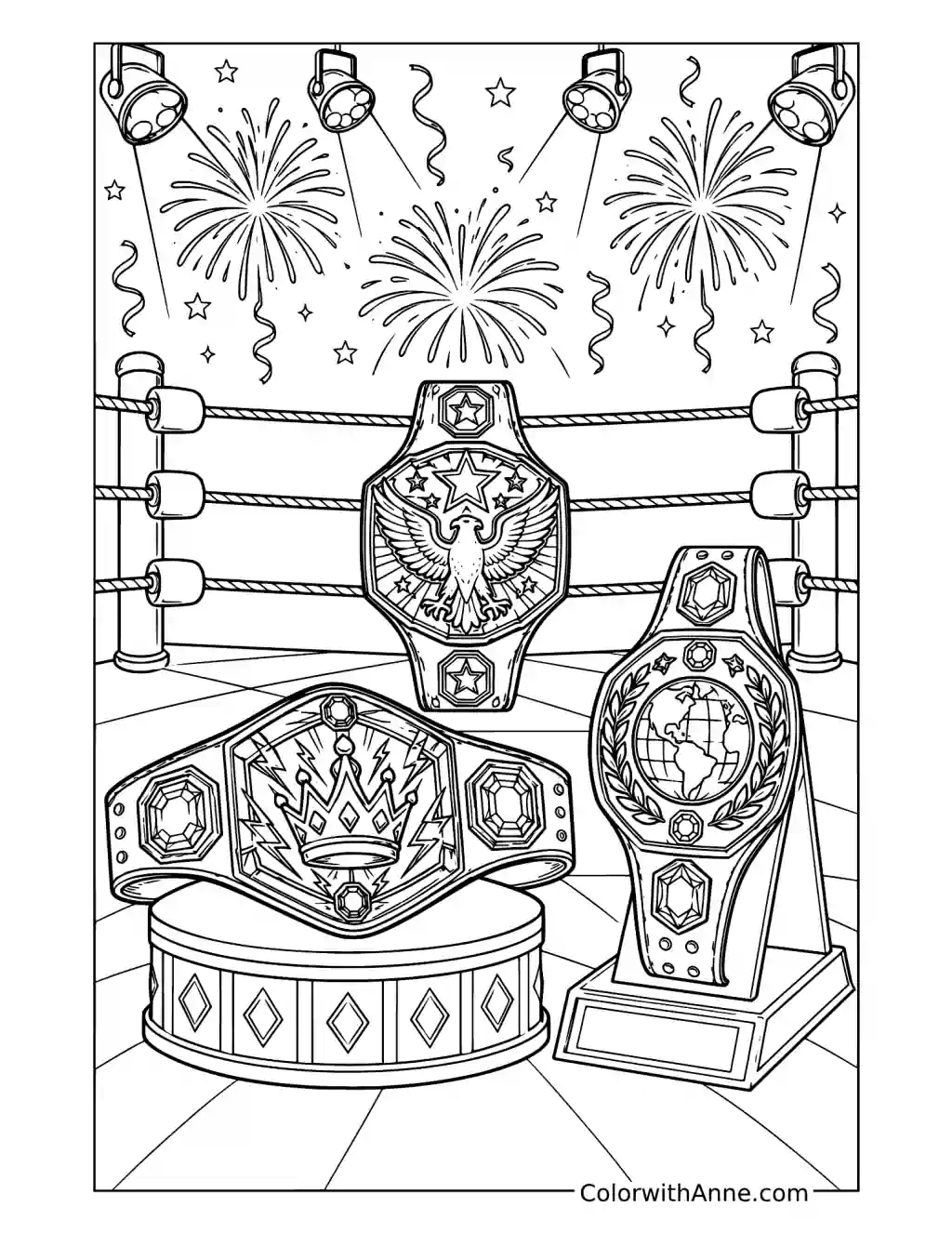 WWE Championship Belt Collection coloring page