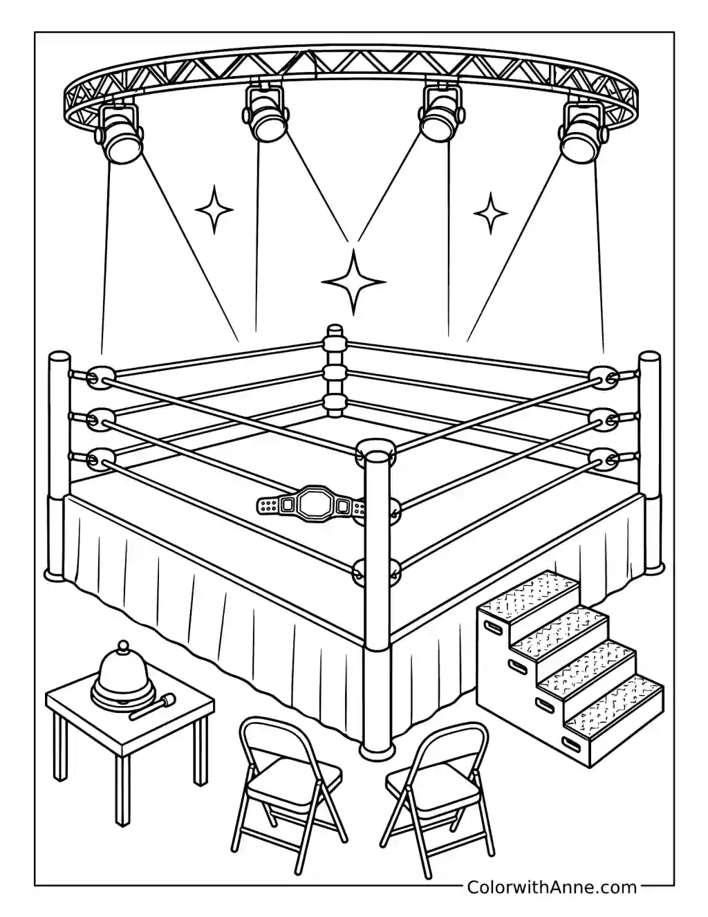 WWE Wrestling Ring Ready for Battle coloring page