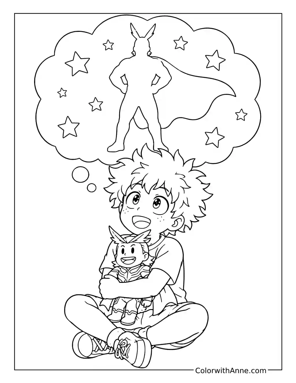 Young Deku Dreaming of a Hero coloring page