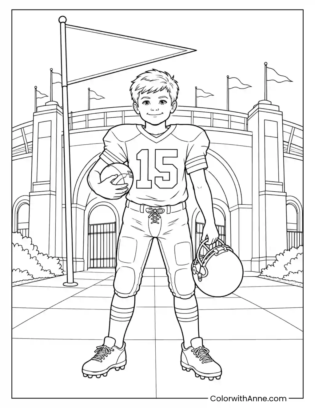 Young Kansas City Football Hero coloring page