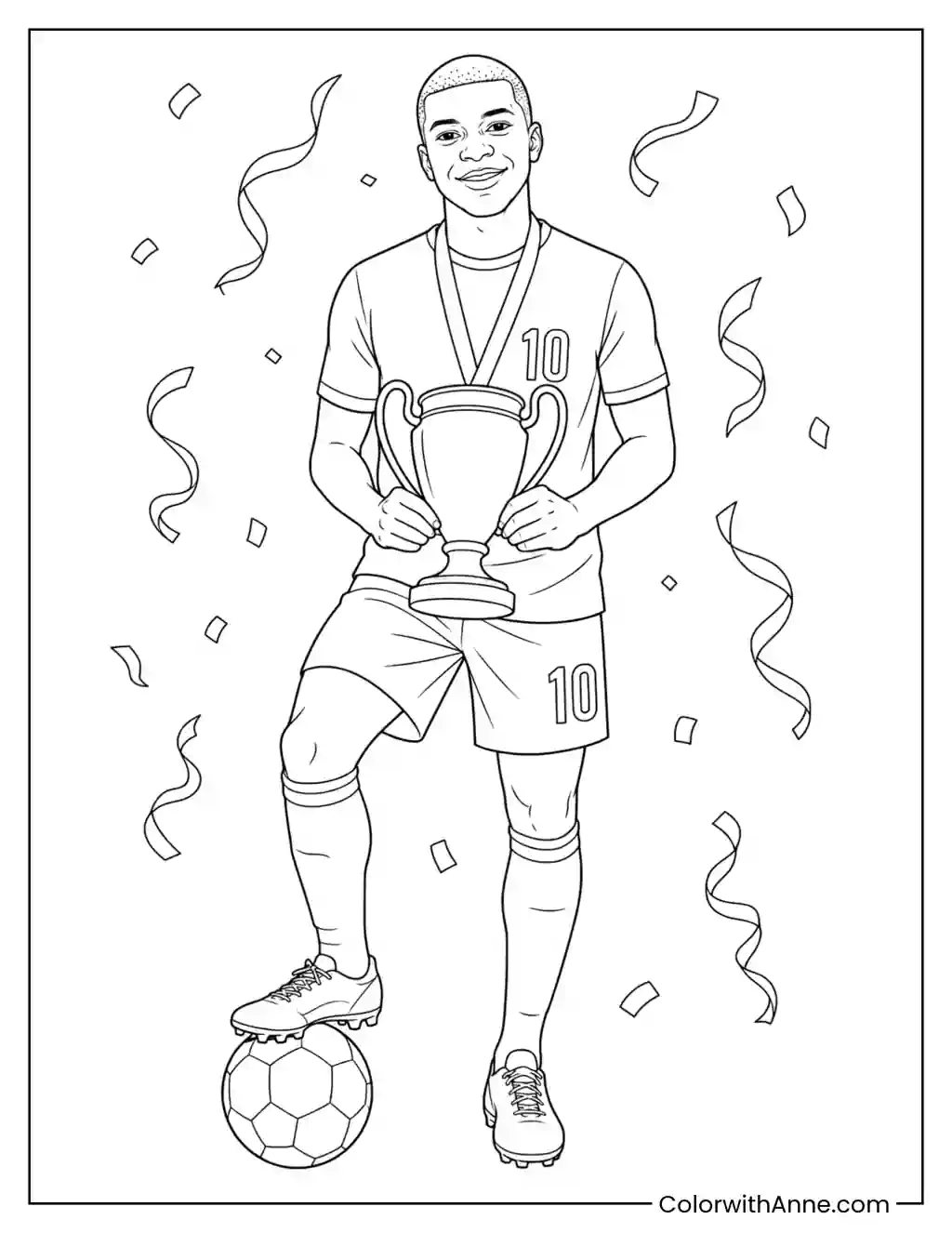 Young Mbappé Soccer Champion coloring page