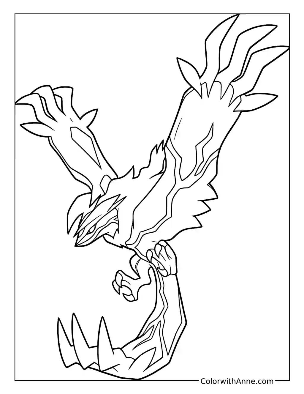 Yveltal Spreading Its Clawed Wings coloring page