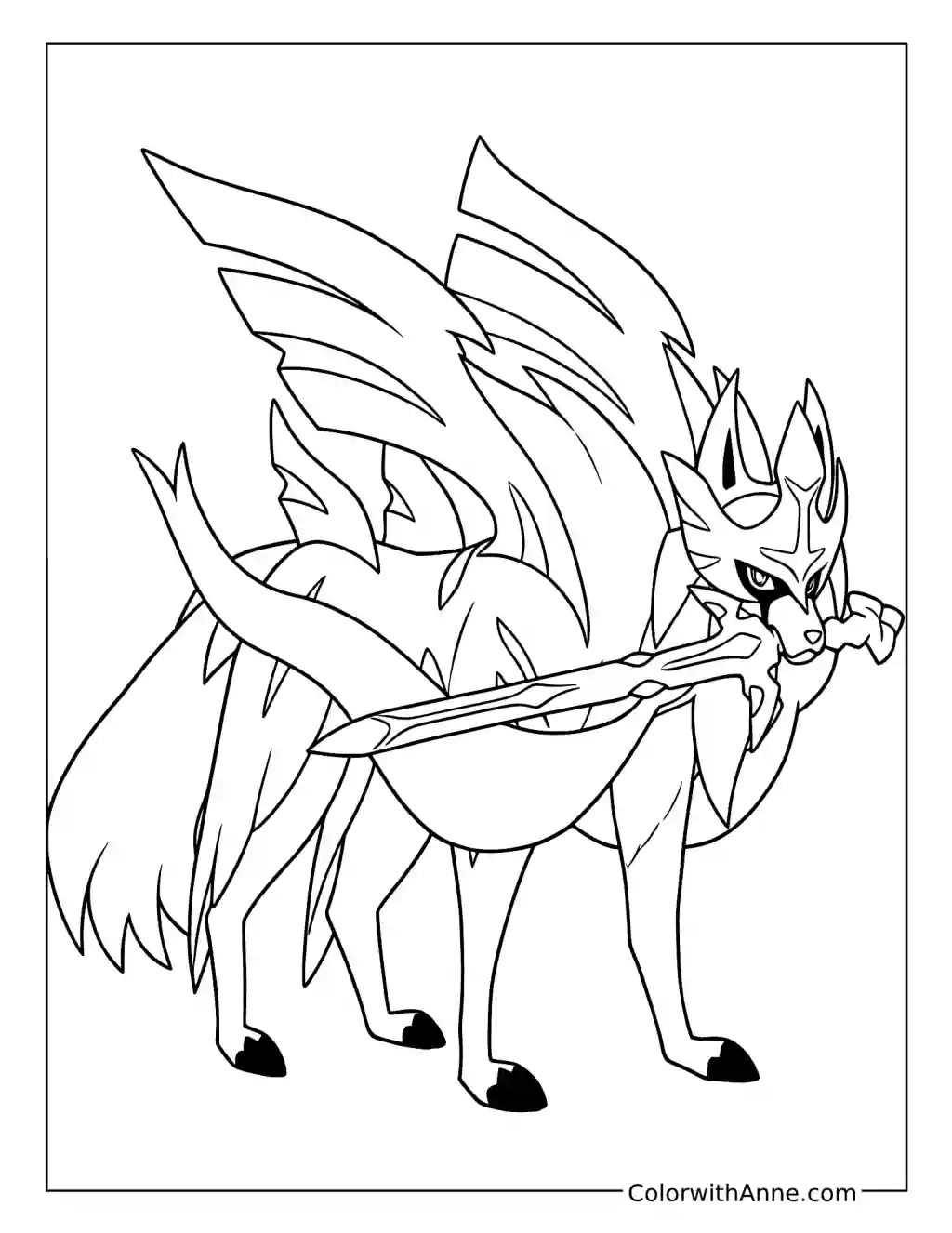 Zacian Holding Its Sword coloring page