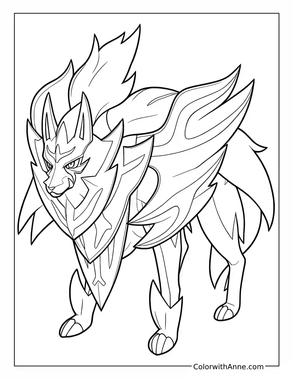 Zamazenta in Crowned Shield Form coloring page