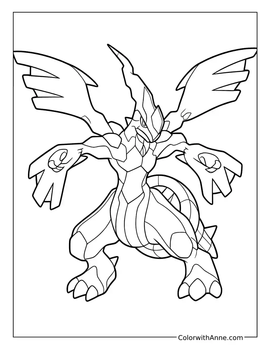 Zekrom Spreading Its Wings coloring page