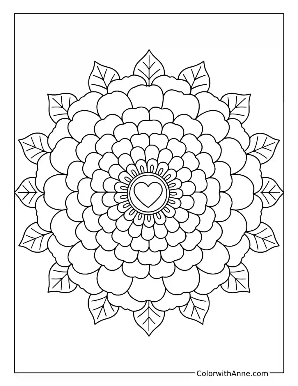 Zinnia Flower Mandala coloring page