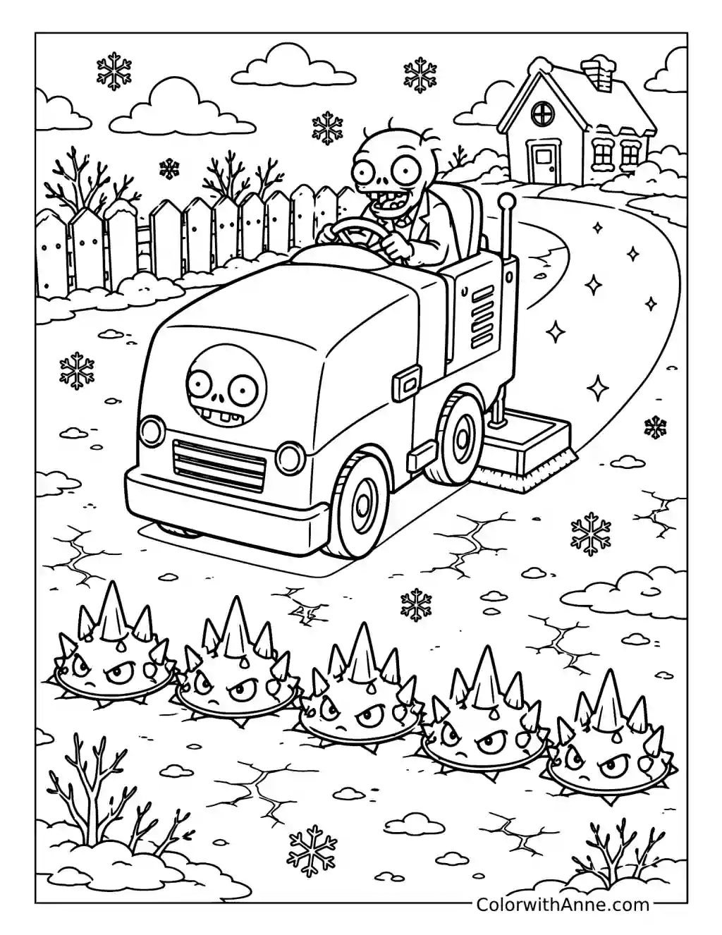 Zomboni on the Frozen Lawn coloring page
