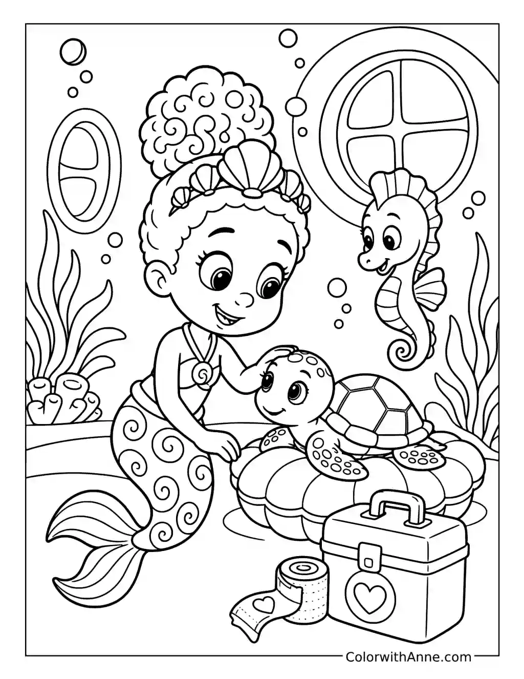 Zooli’s Gentle Sea Turtle Rescue coloring page