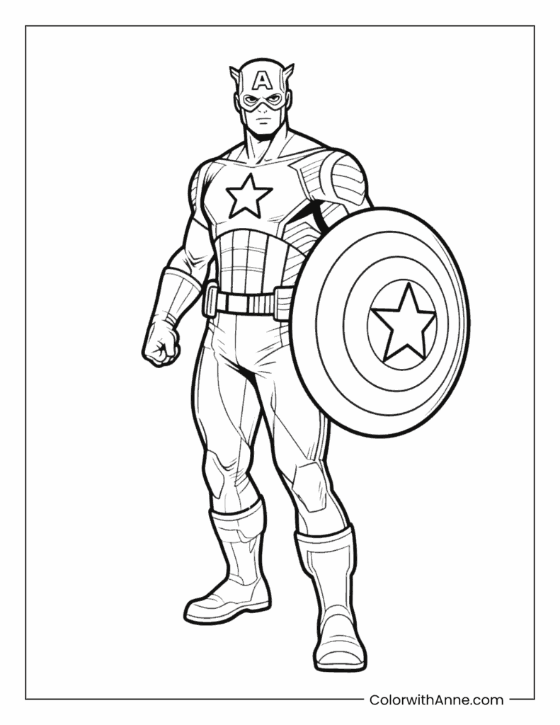 Captain America Coloring Pages (Free PDF Printables) - ColorwithAnne