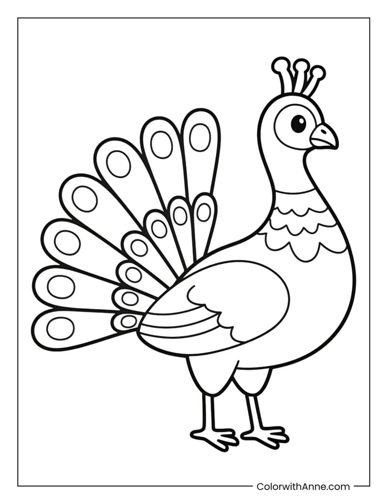 ​​Peacock Showing Off Its Feathers​​ Coloring Page